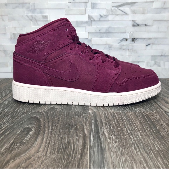 NWOT Kids Air Jordan 1 Mid Bordeaux & Sail - Picture 3 of 8